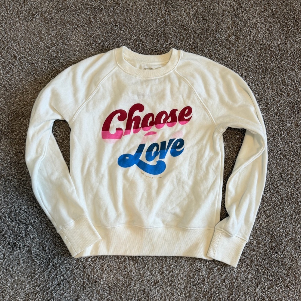 NWOT Spiritual Gangster girls Choose Love light weight sweater size small 10 - Picture 1 of 5